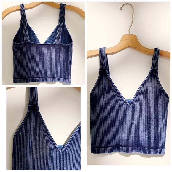 Free People Tops - NEW Free People Intimately Washed Seamless Crop In Smokey blue